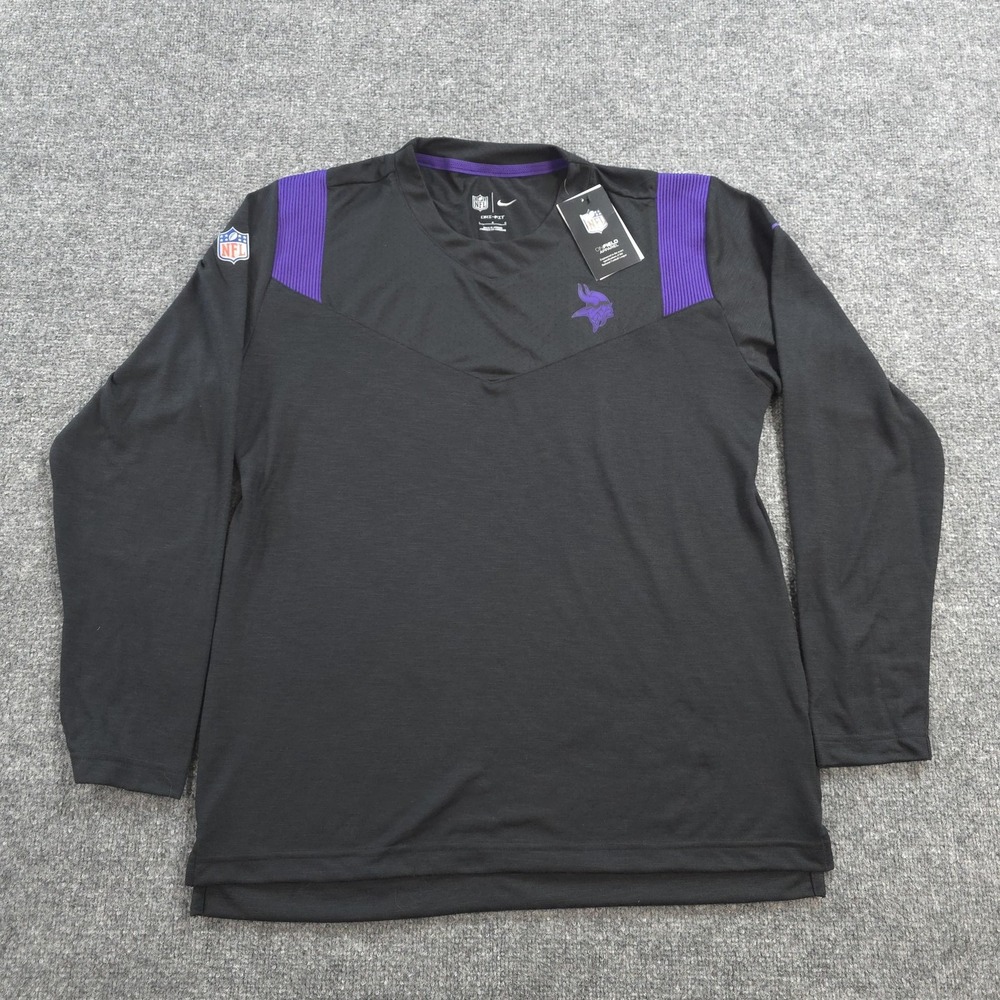 Minnesota Vikings Shirt Mens Large Black NFL Football Nike Dri Fit On Field NEW